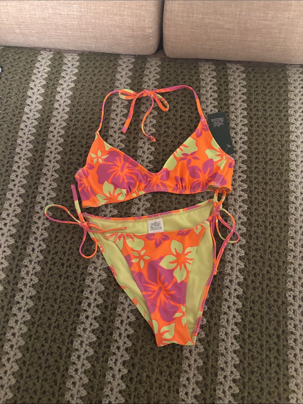 Wild fable  Orange & Pink Floral Tie-Side womens Bikini